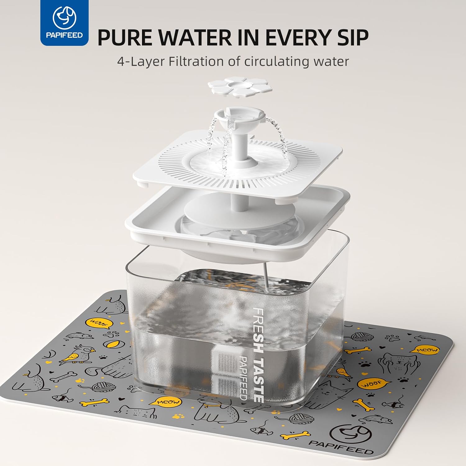 Automatic Cat Feeder and Water Fountain, 3L/12 Cups 2.4G WiFi Pet Feeder with Stainless Steel Bowl, Smart APP Control