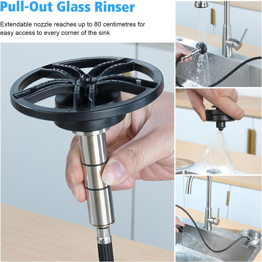 Glass Rinser for Kitchen Sink Glass Rinser with Pull-Out Spray