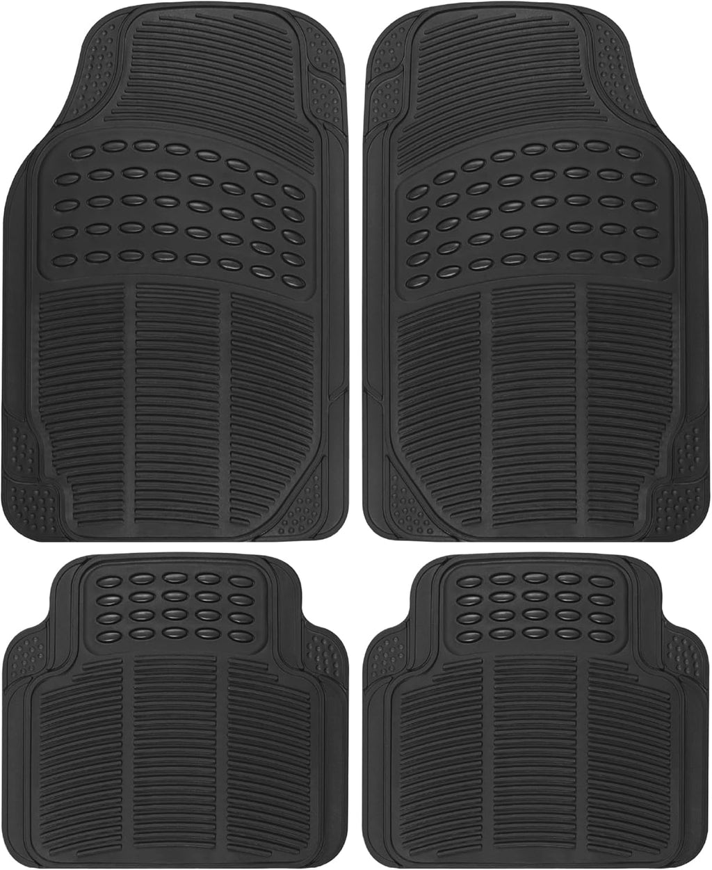 Floor Mats, 4-Piece All-Weather Car Mat with Universal Fit Design, Durable Rubber Car Floor Mats with Capture Ridges