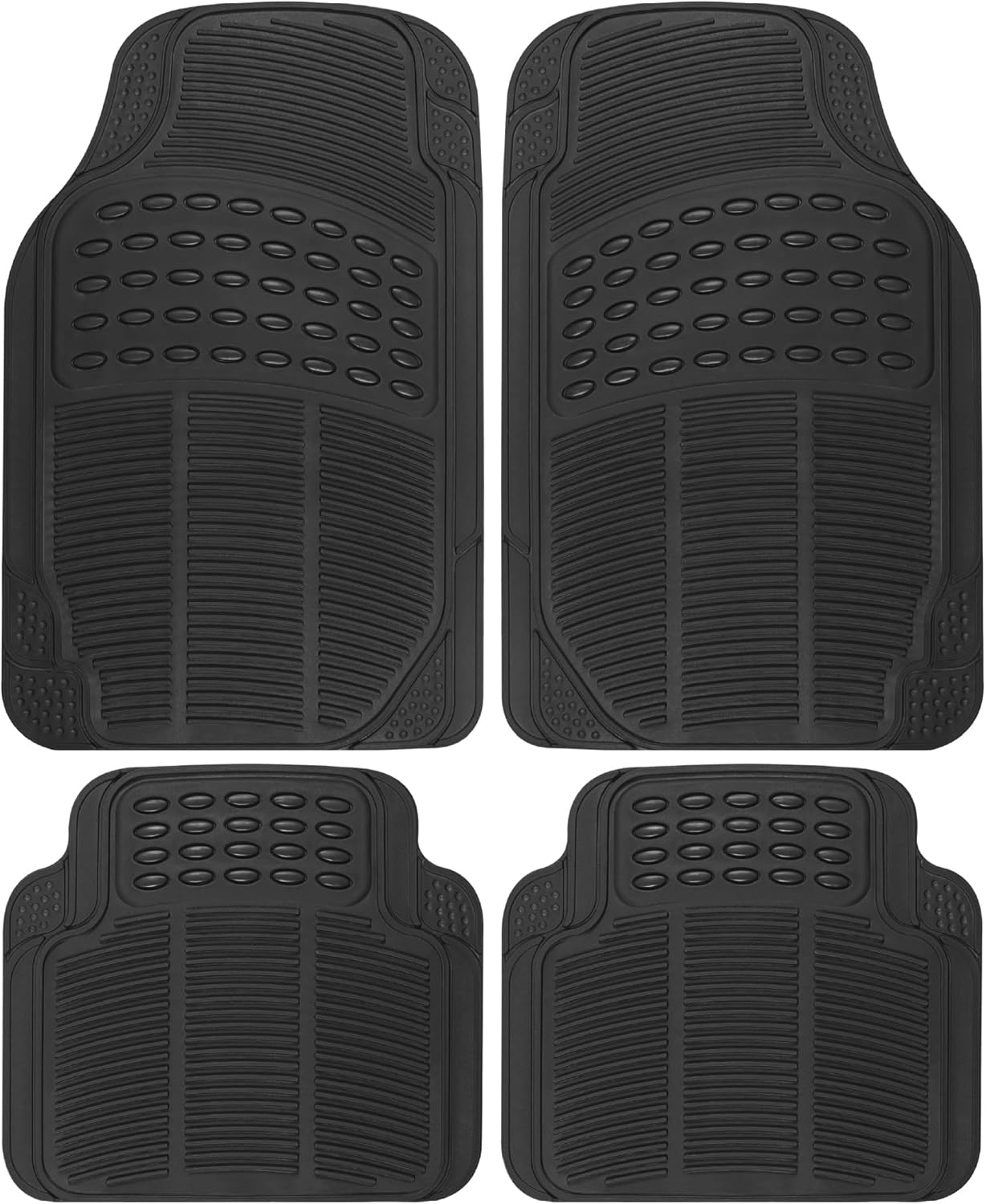Floor Mats, 4-Piece All-Weather Car Mat with Universal Fit Design, Durable Rubber Car Floor Mats with Capture Ridges
