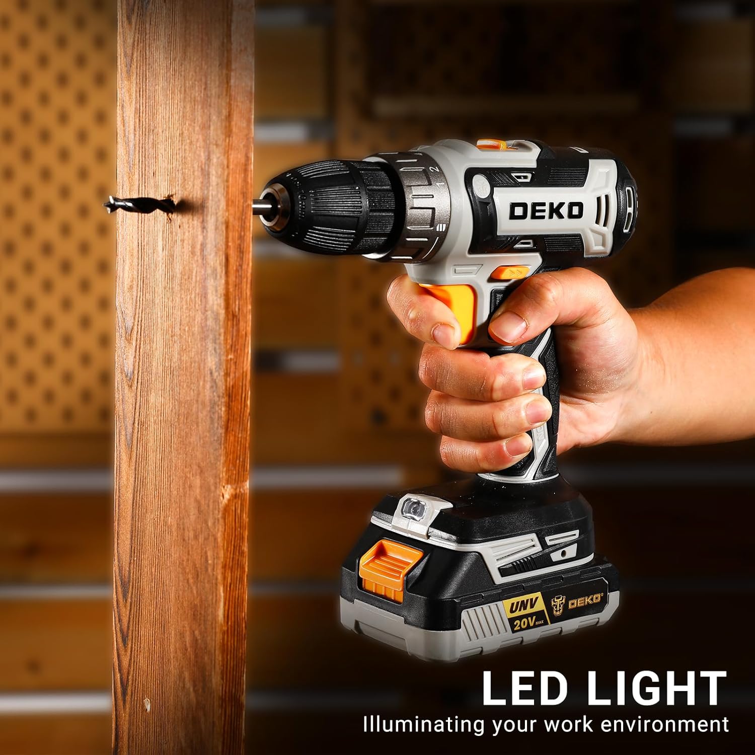 Power Drill Cordless: DEKOPRO Cordless Drill 20V Electric Power Drills Set Tool Drills Cord-less Set with Battery and
