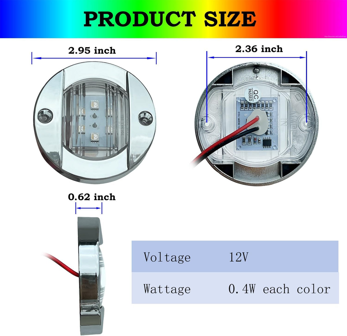 Marine Boat Courtesy Lights, 3’’ RGBW Boat Interior/Deck Lights
