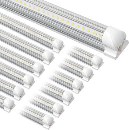 12-Pack T8 LED Shop Light 4FT, 42W 6300 Lumen 5000K Daylight, 4 Years Warranty, Linkable and Plug and Play Lights for Garage Ceiling Workshop Commercial Lighting, Non-Dimmable