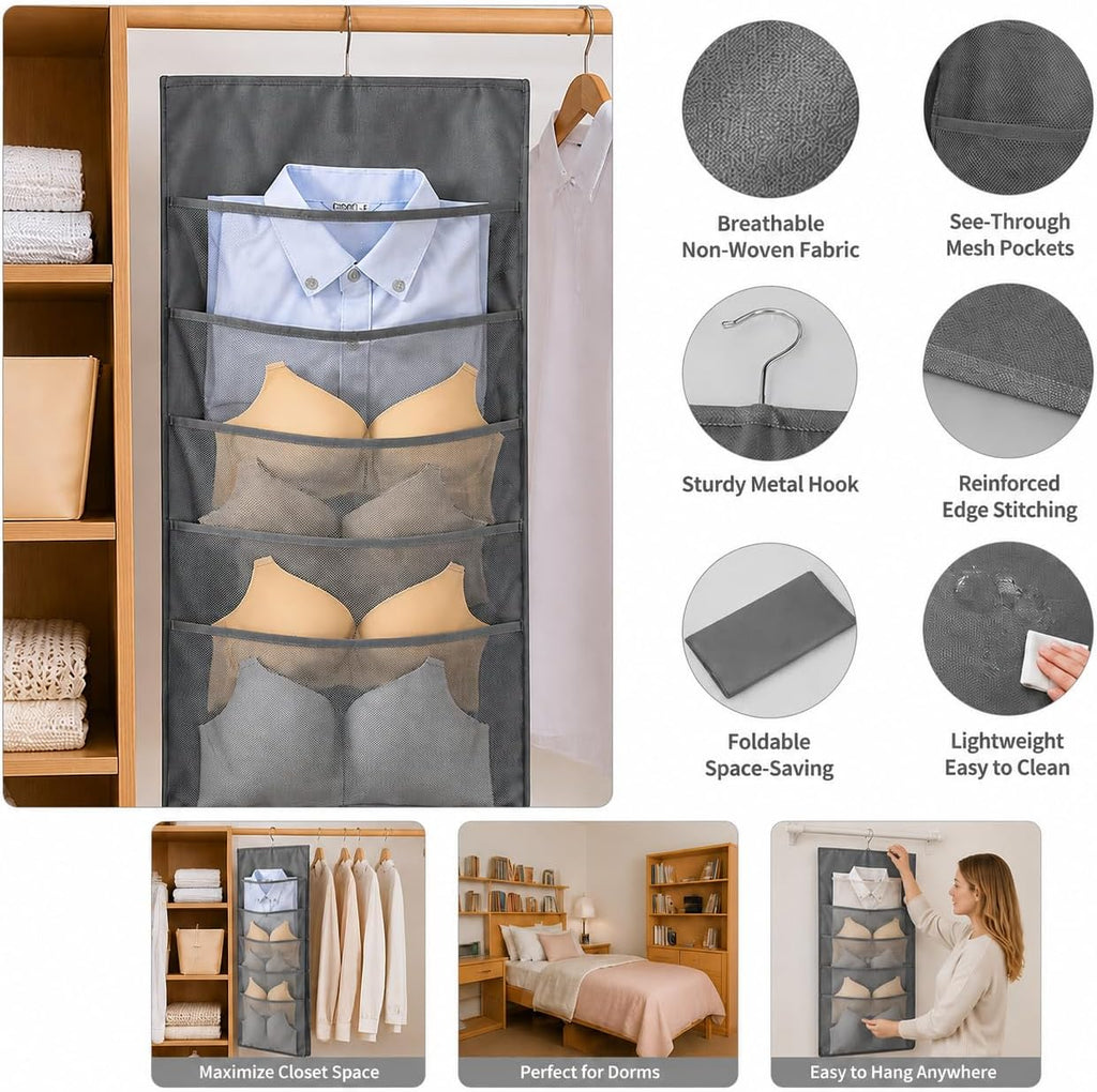 Velvet Hangers 20 Pack with Hanging Closet Organizer, Slim Black Non Slip Space Saving Clothes Hanger + Gray 15