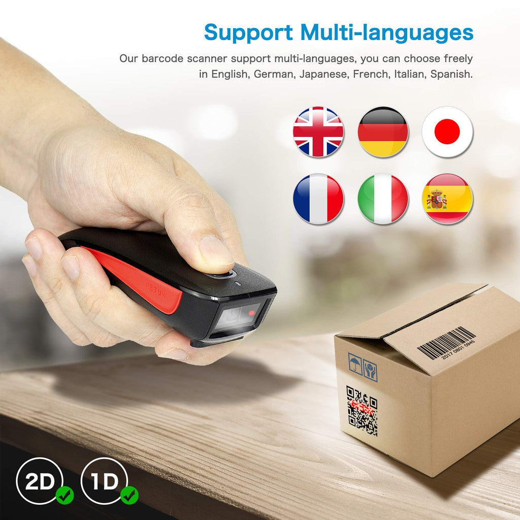 Mini Barcode Scanner Bluetooth Compatible, Portable Bar Code Reader