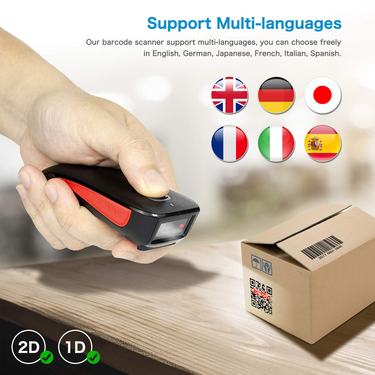Mini Barcode Scanner Bluetooth Compatible, Portable Bar Code Reader