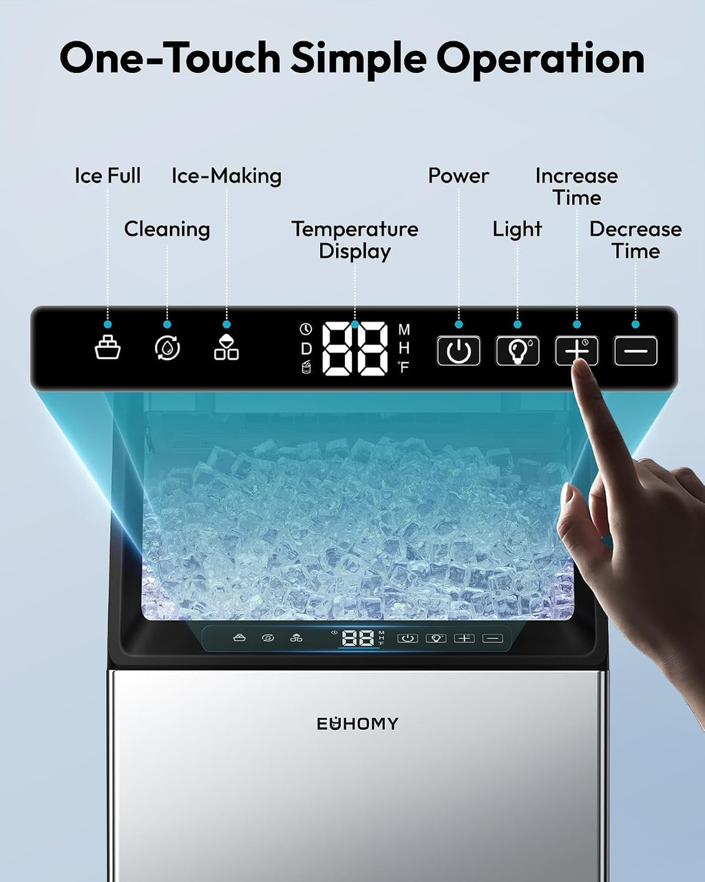 Commercial Ice Maker, 120lbs/24H, 33lbs Bin, Mirror-Polished Steel
