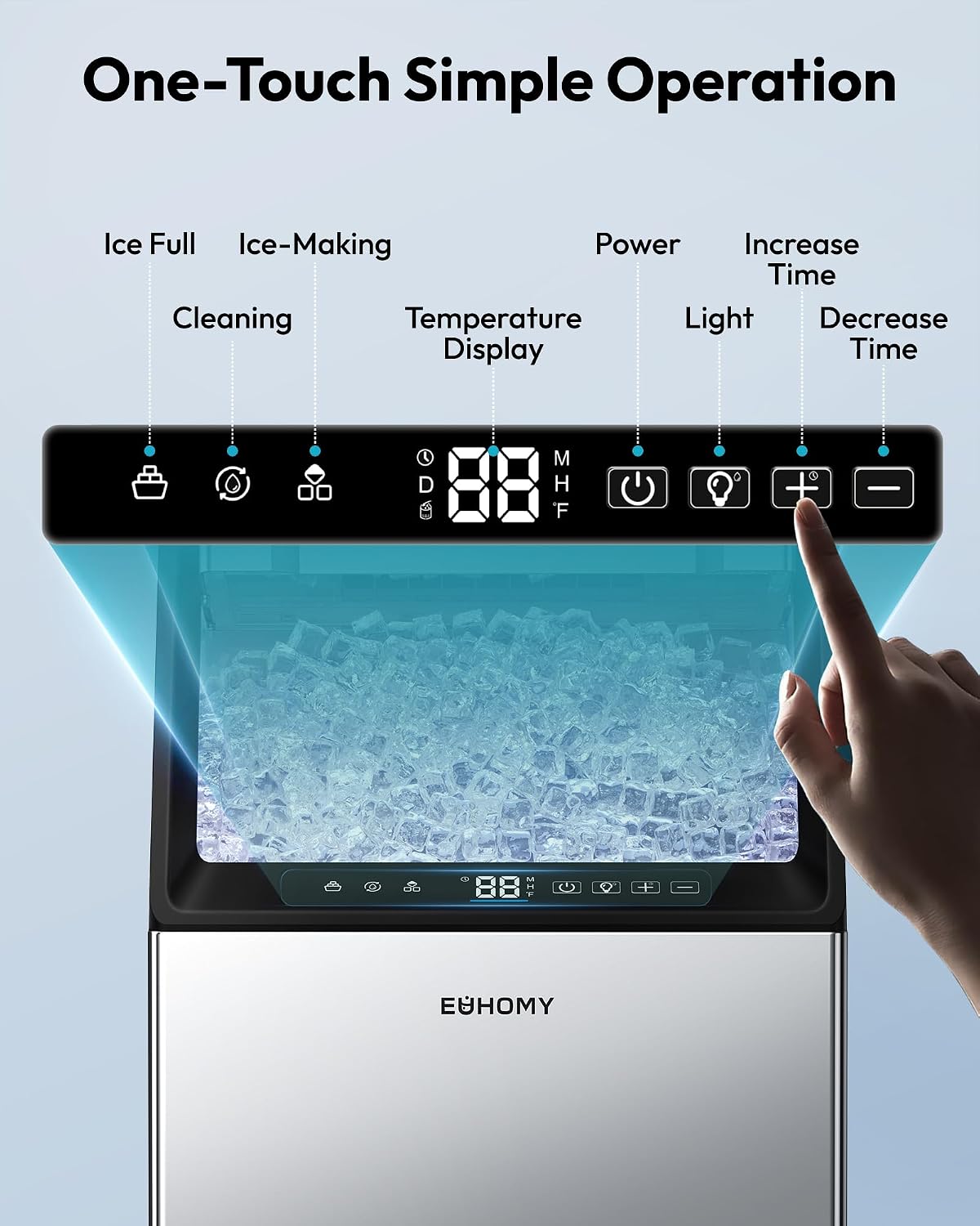 Commercial Ice Maker, 120lbs/24H, 33lbs Bin, Mirror-Polished Steel