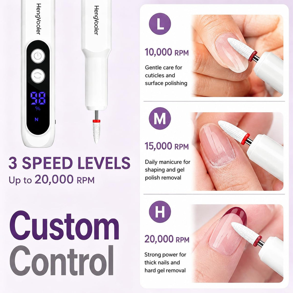 Electric Nail Drill Professional Manicure Pedicure Kit Acrylic Nail Drill Machine for Gel Cordless Nail File Machine