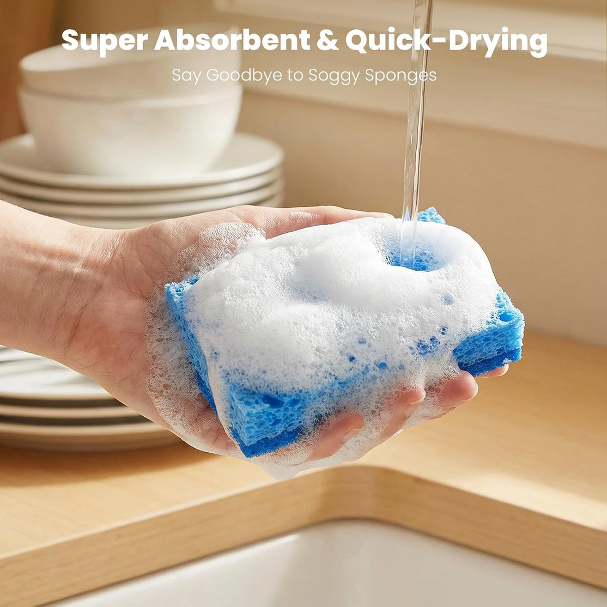 Kitchen Sponges, 12 Count, Dual-Sided Non-Scratch Scrub Sponge