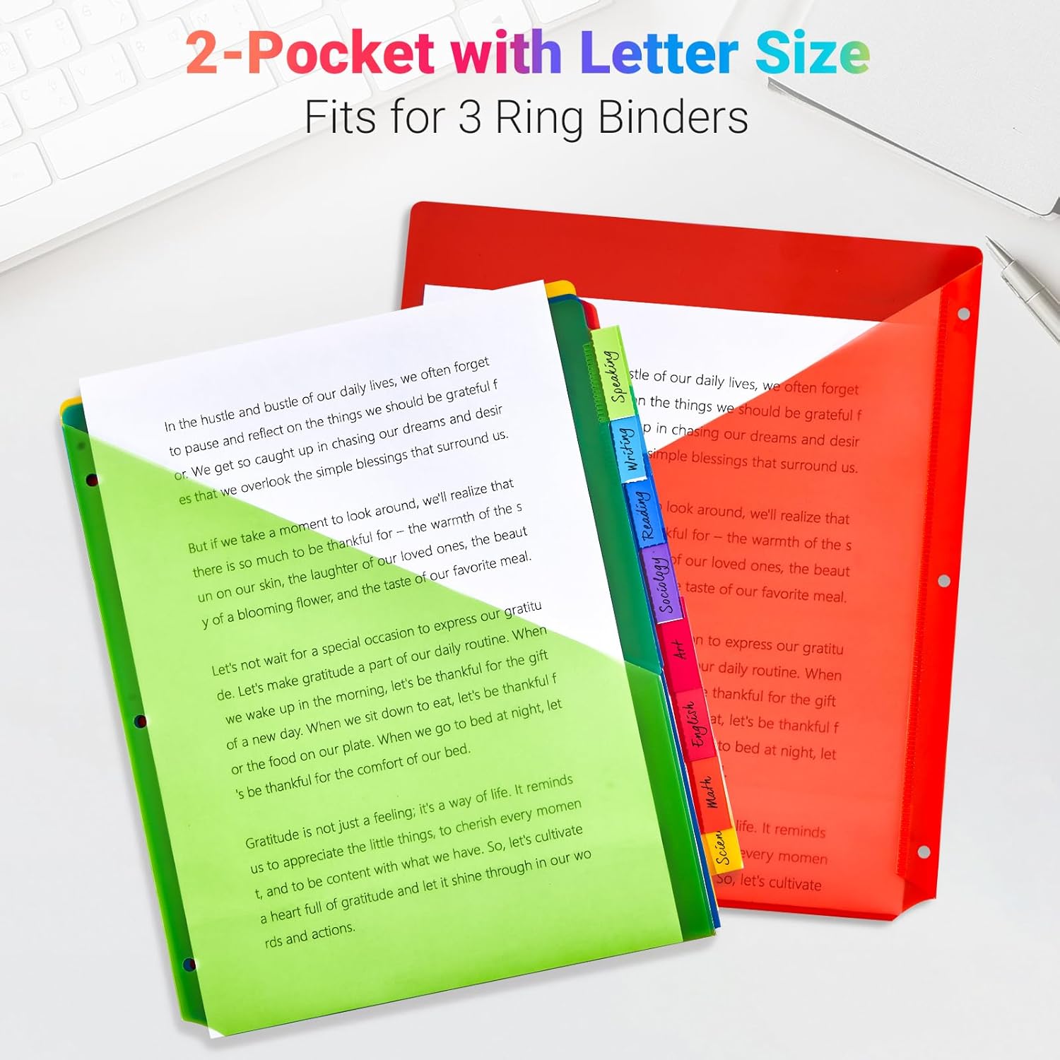 8-Tab Dividers for 3-Ring Binders, 48 Counts 3 Holes Index Dividers with 2 Pockets, Insertable 8 Tabs Binder Divider