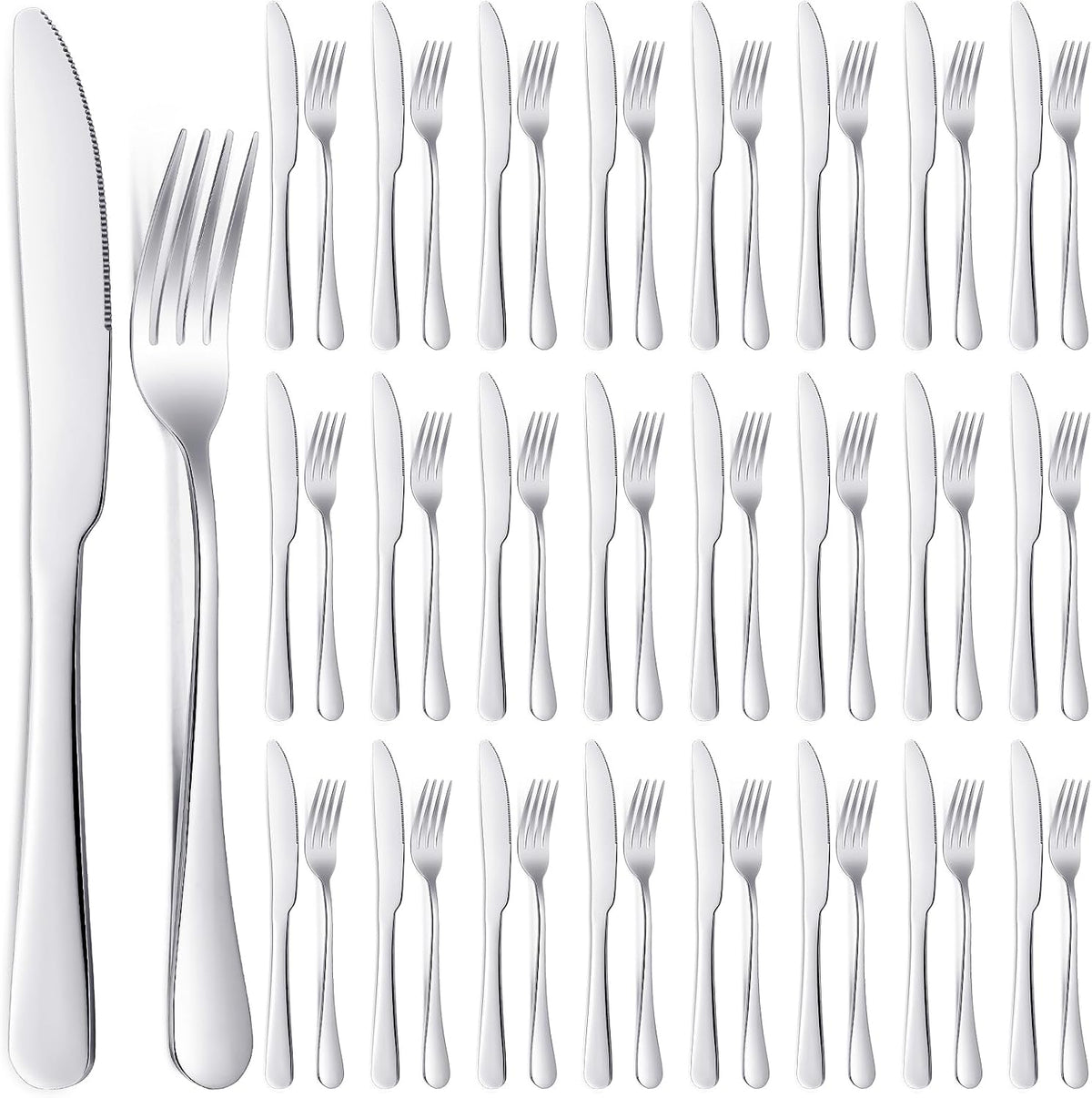 50 Pcs Stainless Steel Forks and Knives, Forks Silverware Set