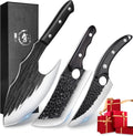 Butcher Knife Cleaver Set - 3PCS Hand Forged for Meat Cutting