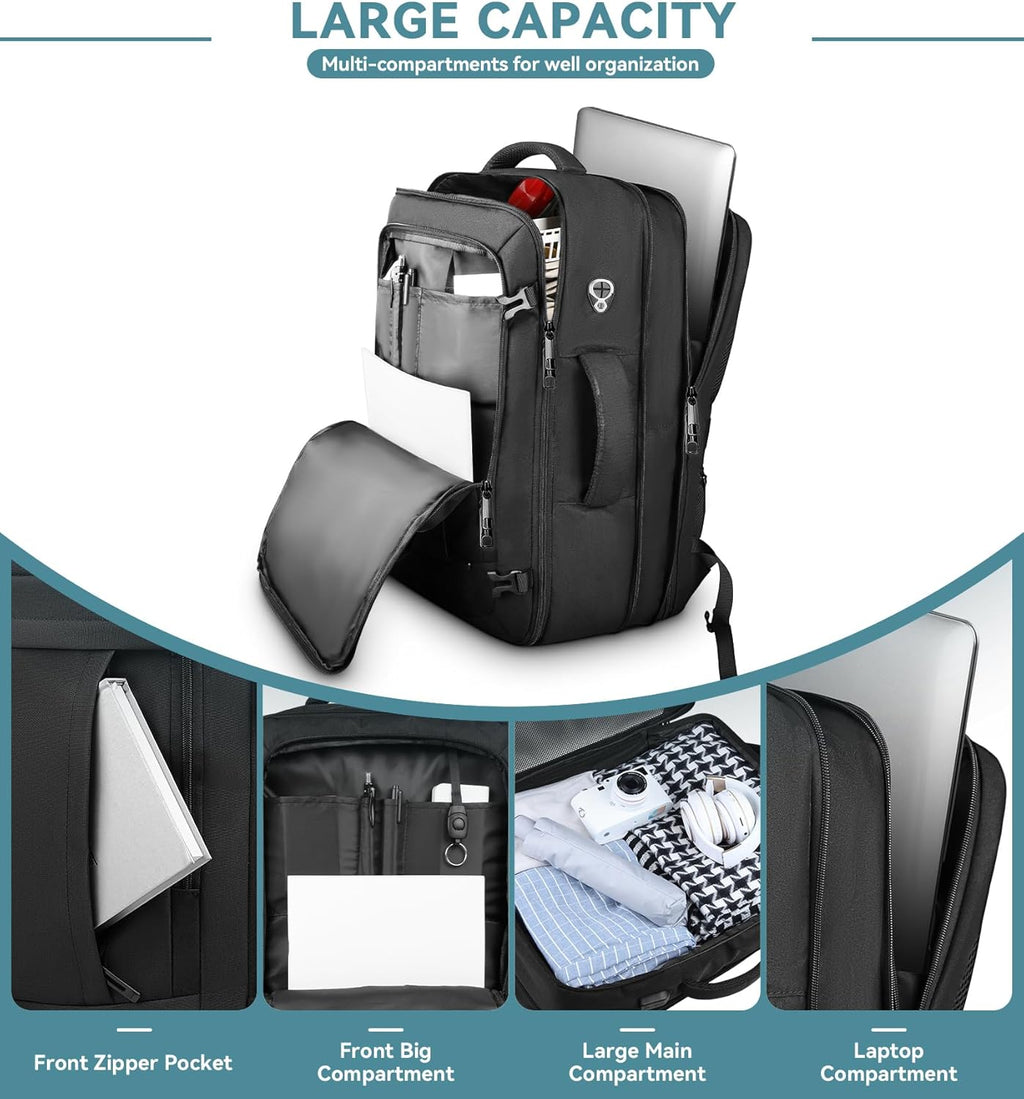 Travel Backpack, 50L Expandable Extra Large Laptop Backpack, Carry On Backpack Water Resistant Business Suitcase
