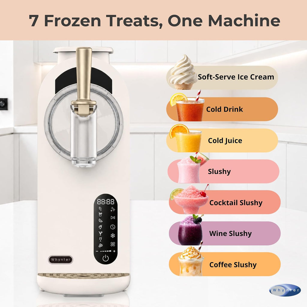 7-in-1 Soft Serve Ice Cream Slushy Machine, 1.6 Qt, Compressor