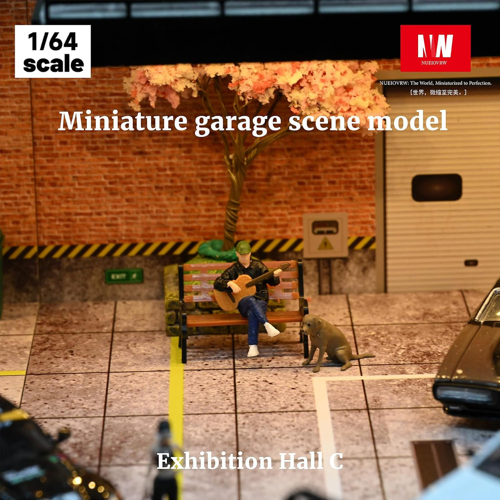 1/64 Diorama 2 Tier Garage Display Case for 1:64 Hot Wheels Diecast Cars | American Parking Lot Display, Double