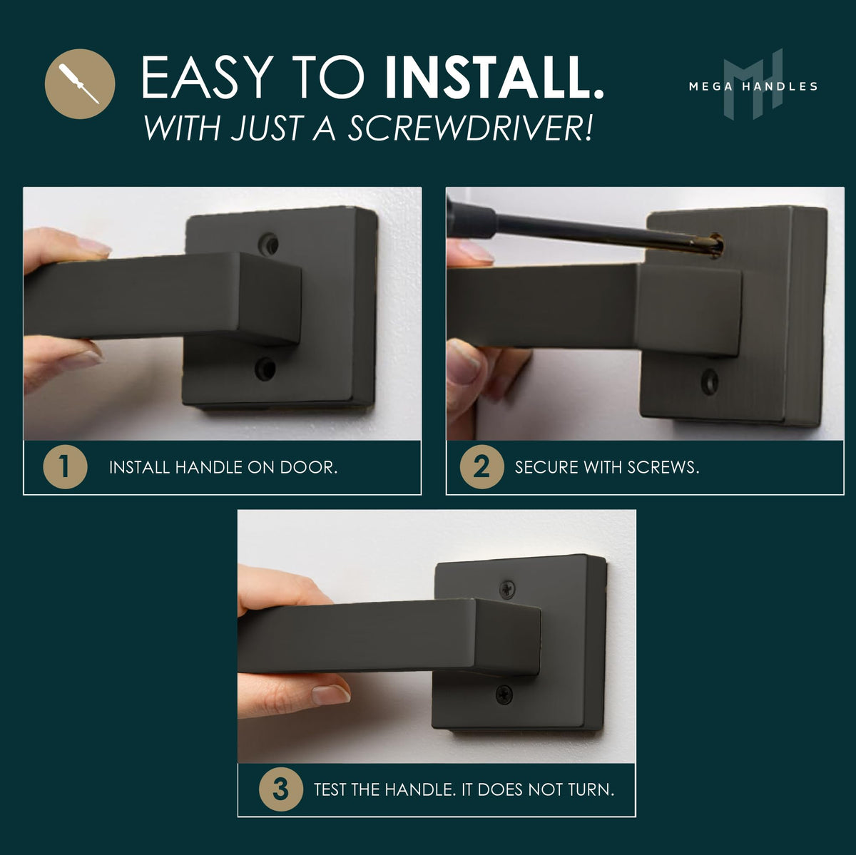 Glamor Dummy Door Lever Matte Black (2-Pack) - Non-Turning