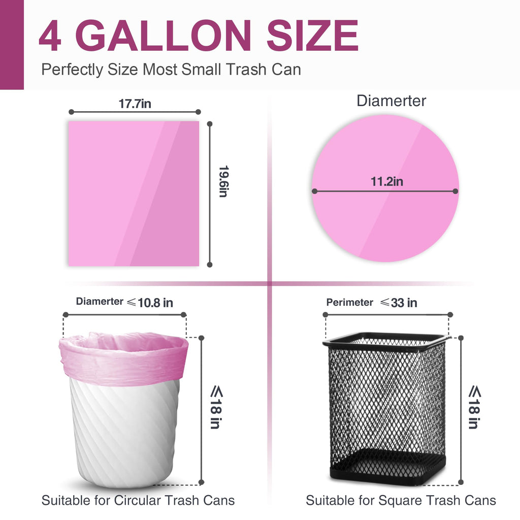 Small Trash Bags Bathroom, 4 Gallon Garbage Bags, 80 Count