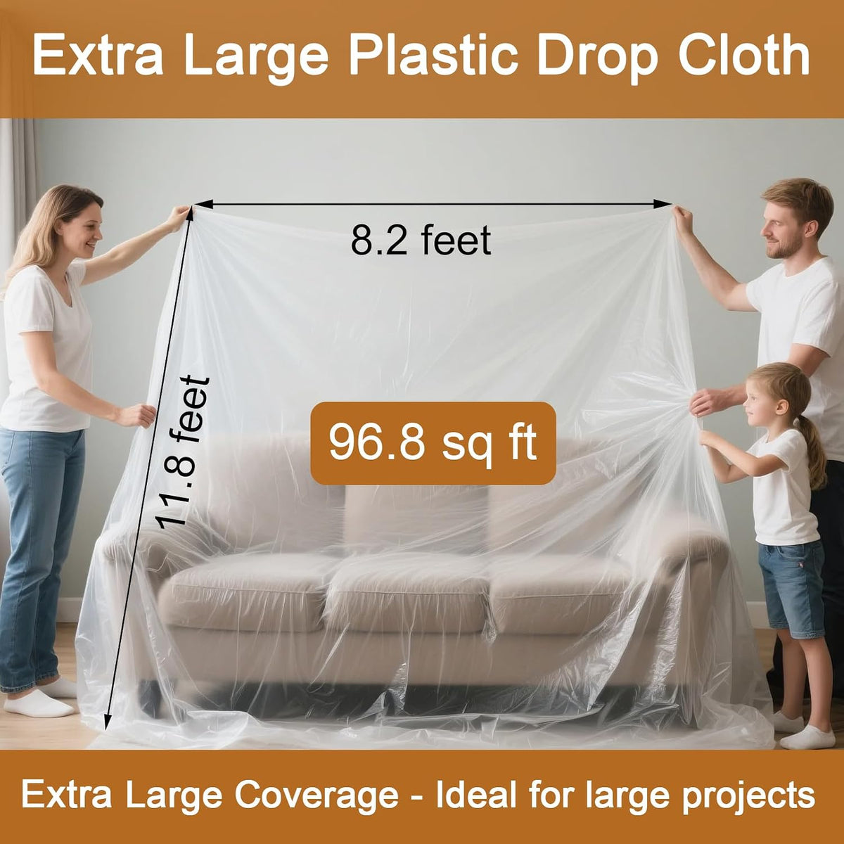 Heavy Duty Plastic Drop Cloth for Painting, Clear Thick Plastic Sheeting