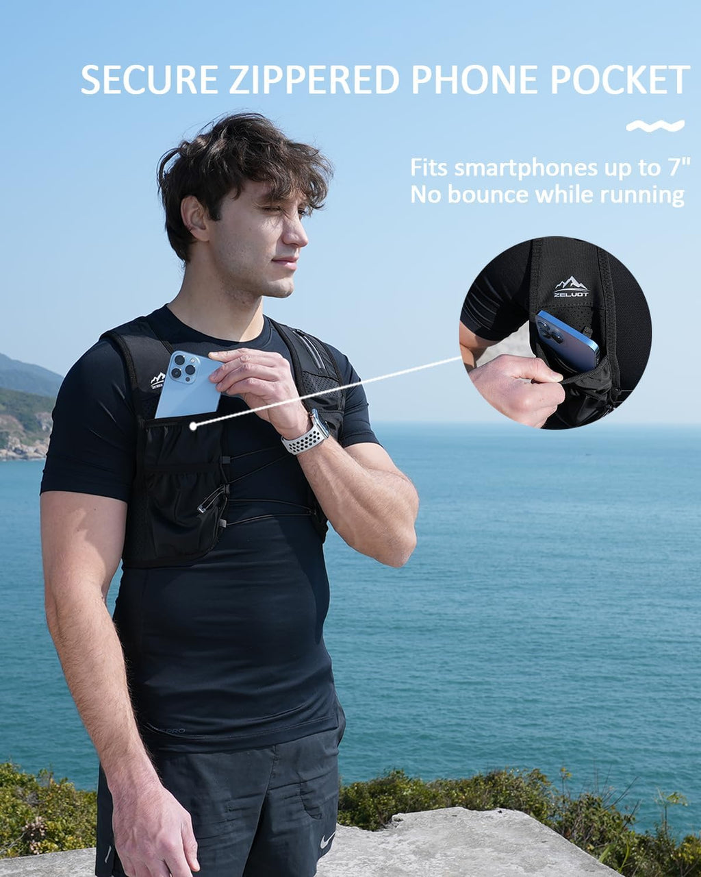 Running Vest for Women Men, US Patent, Adjustable Chest Straps Running Hydration Vest with 500ml Soft Flask
