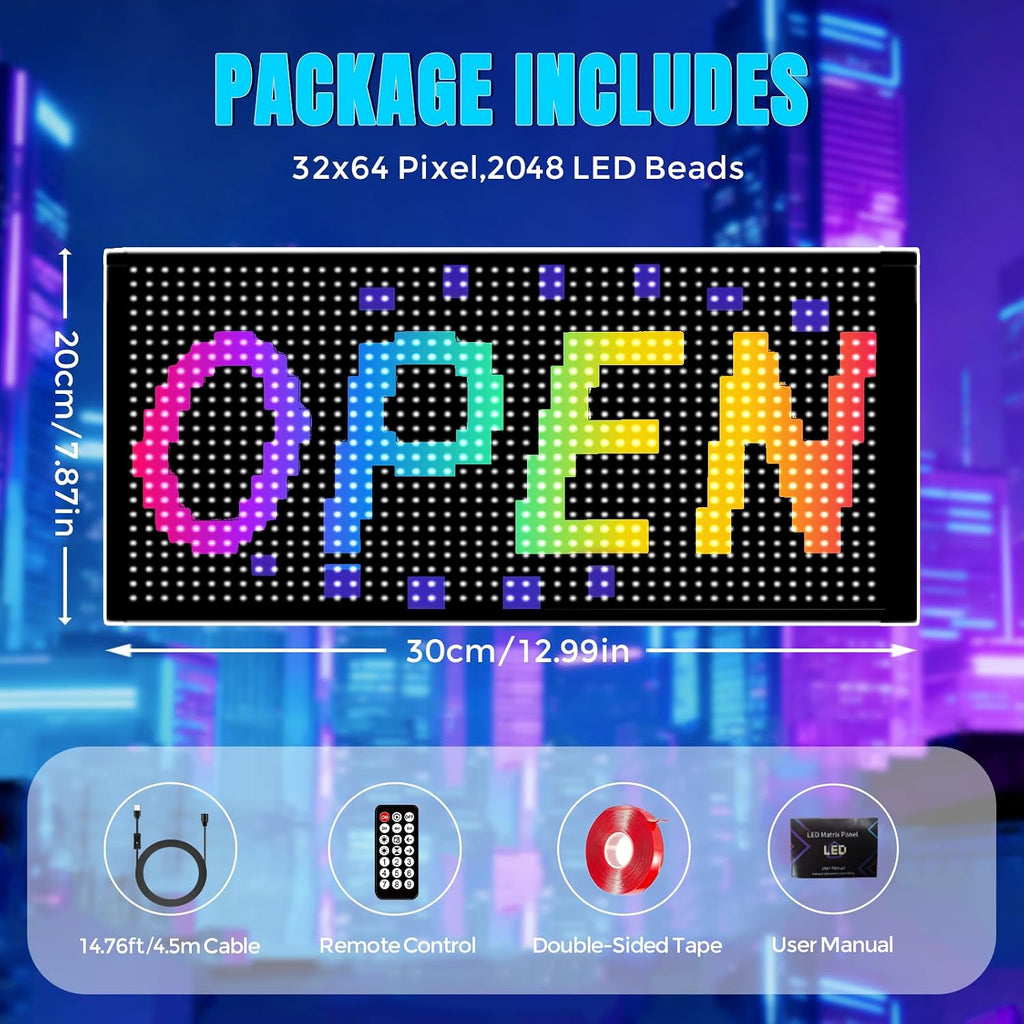 LED Open Signs for Business, 13''X7.87'' Programmable Led Open Light with Multi Scene Modes, App Control Ultra Bright