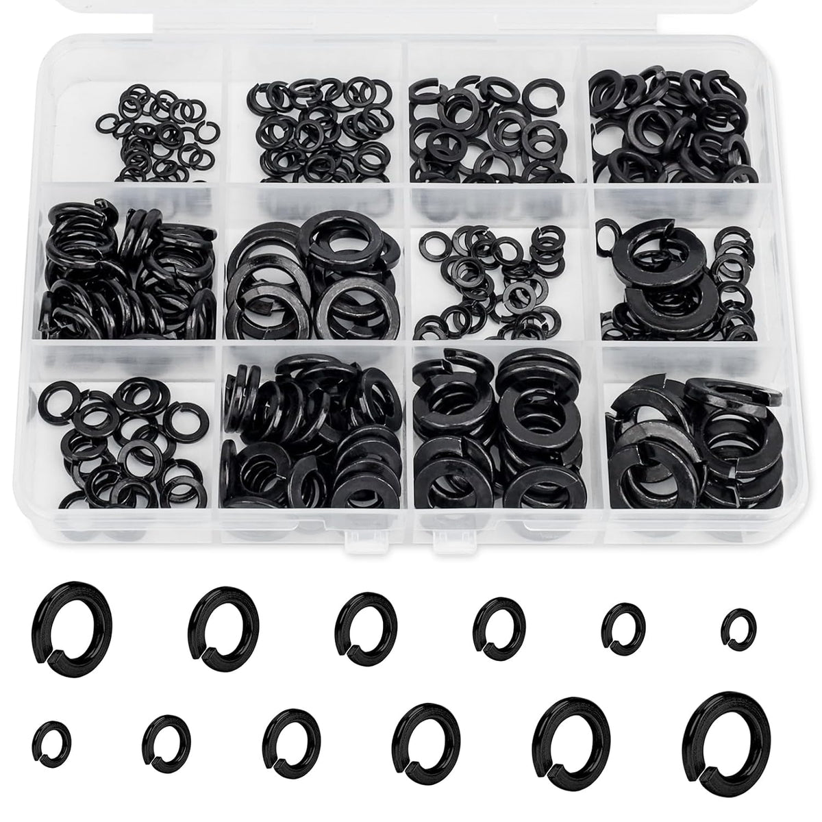 295Pcs Metric & SAE Spring Lock Washer Kit, 304 SS M3-M10 6#-3/8