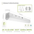ASD 2ft LED Linear Strip Light Fixture, Emergency Battery Backup