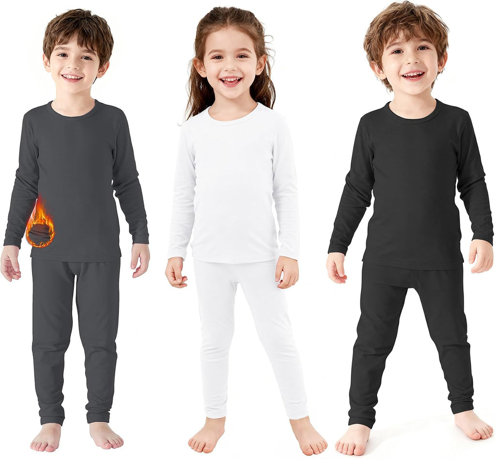 3 Set Boys Thermal Underwear Set Toddler Long Johns Base Layer 2-5T | Warm Fleece Lined Thermal Top and Bottom Set