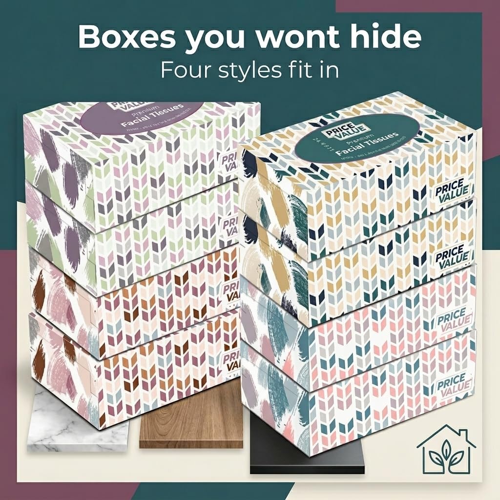 Facial Tissues Boxes Bulk, Soft 2-Ply, 230 Sheets, 8 Pack