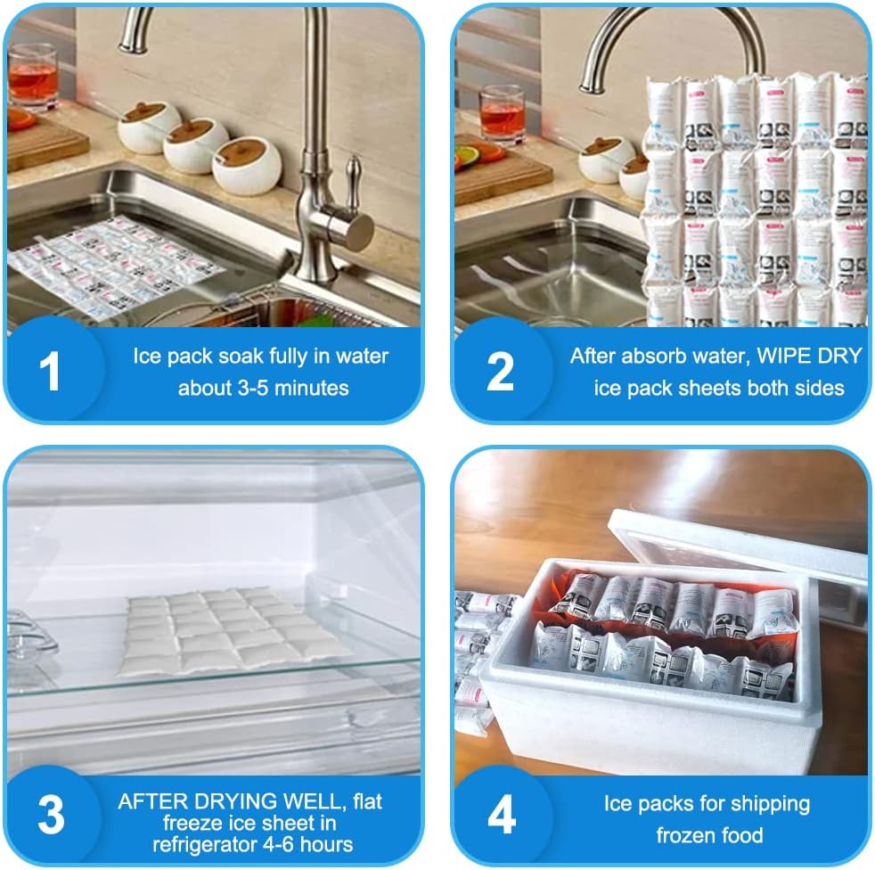 Dry Ice Packs for Shipping Long Lasting, 12 Sheets