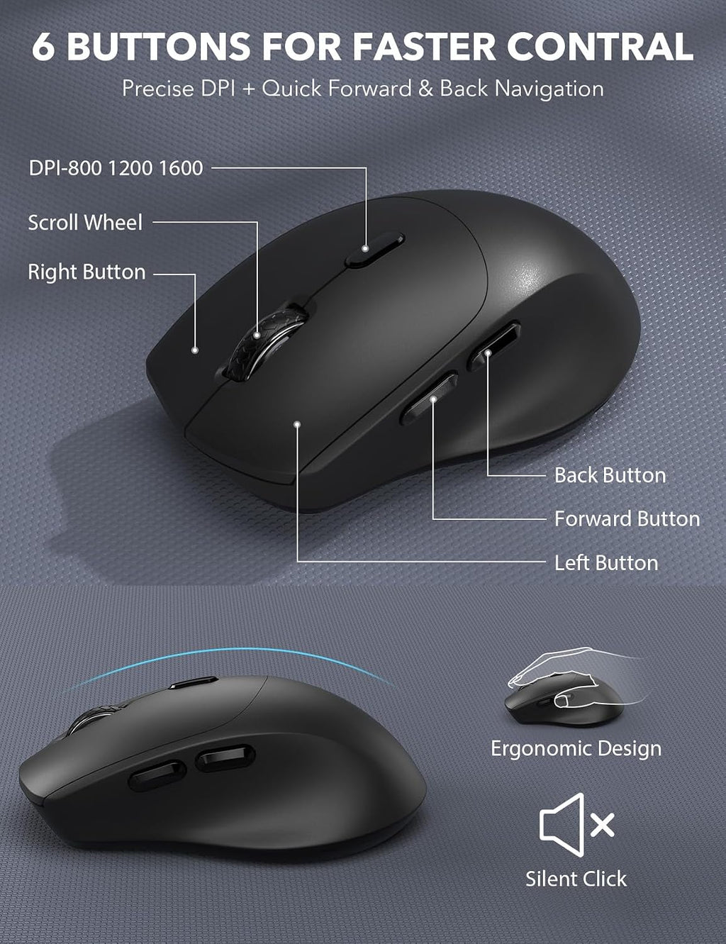 Wireless Keyboard and Mouse Combo - Full-Sized, Ergonomic Wrist Rest | Phone Holder, Sleep Mode, 2.4G Quiet Keyboard