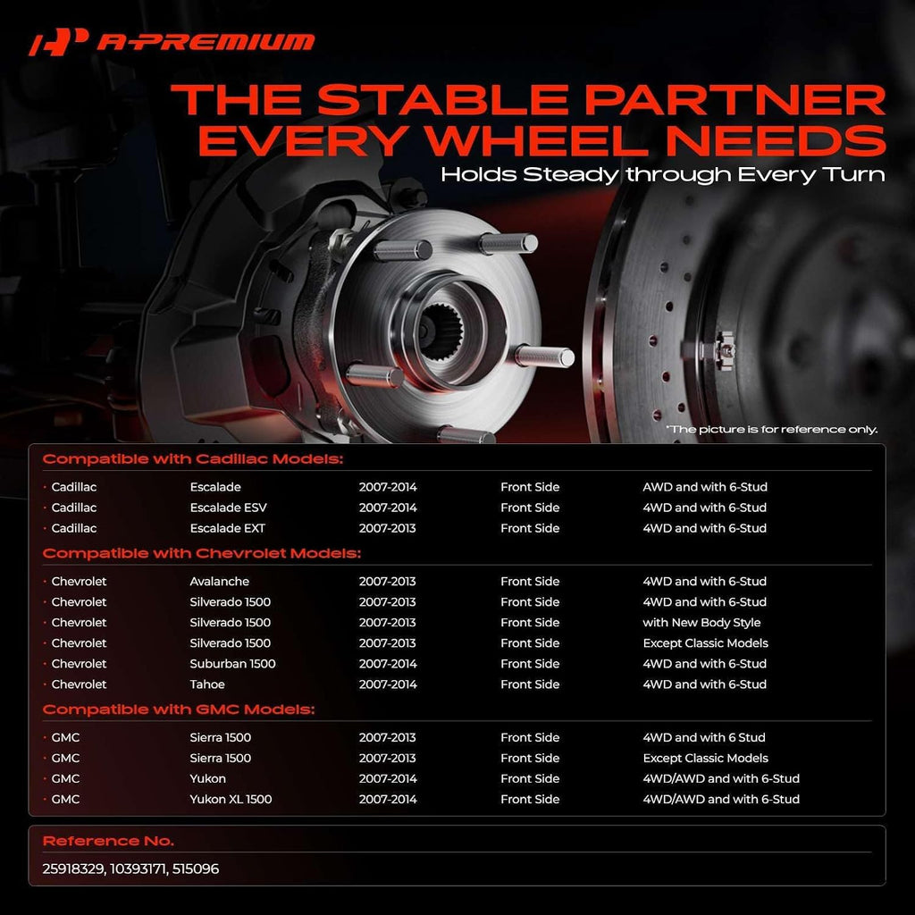A-Premium 4WD Front Wheel Bearing Hub Assembly for 2007-2014 Chevy Tahoe