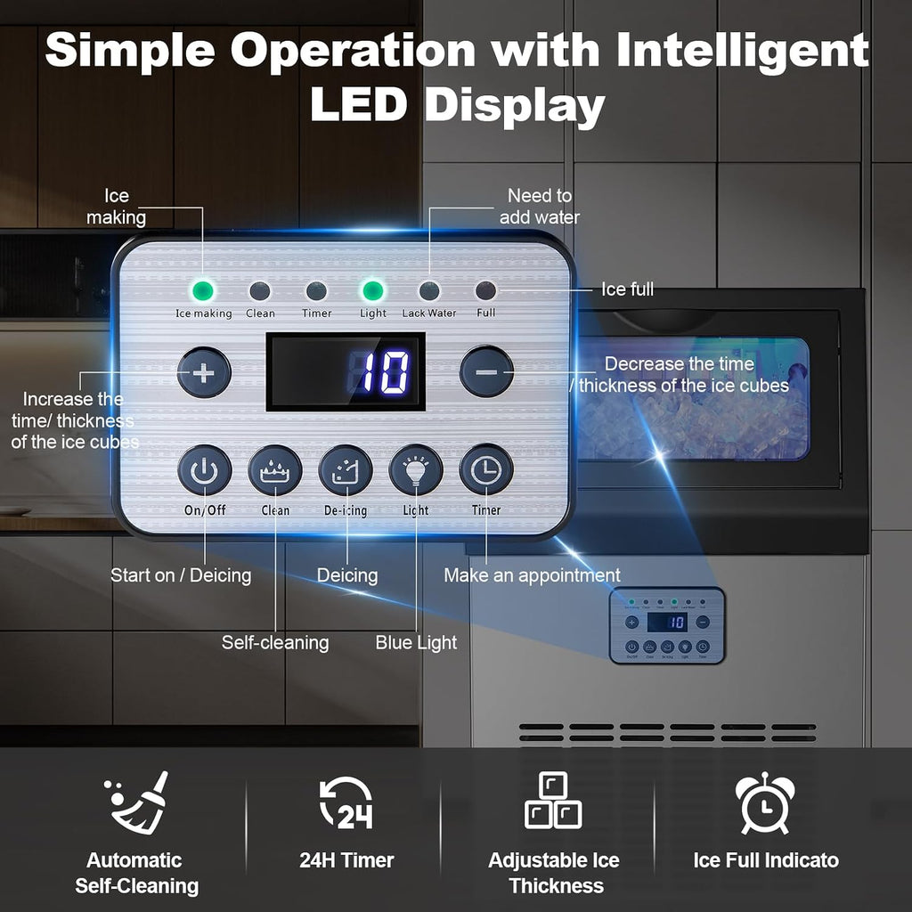 Commercial Ice Maker, 80 Lbs/24H Under Counter Ice Machine