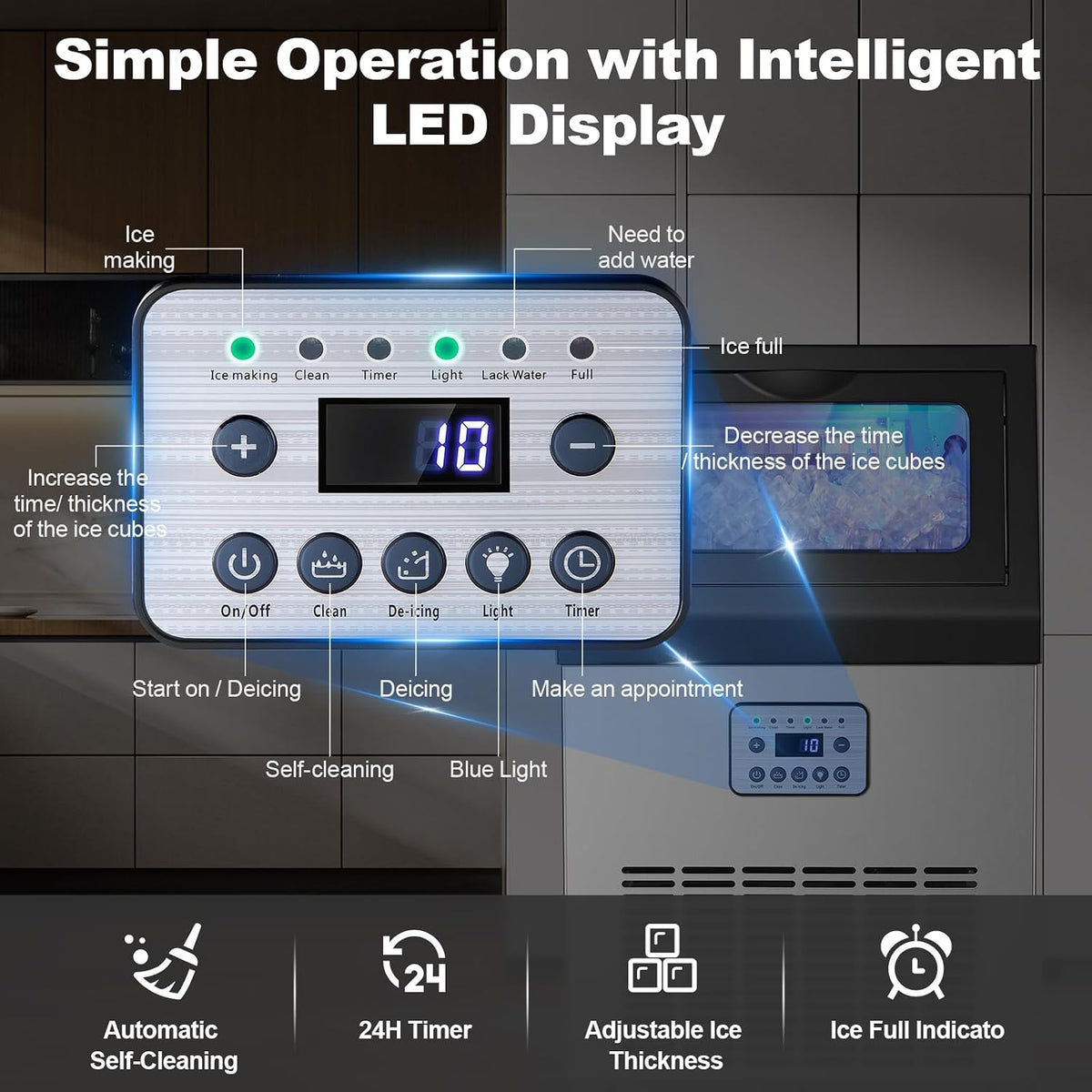 Commercial Ice Maker, 80 Lbs/24H Under Counter Ice Machine
