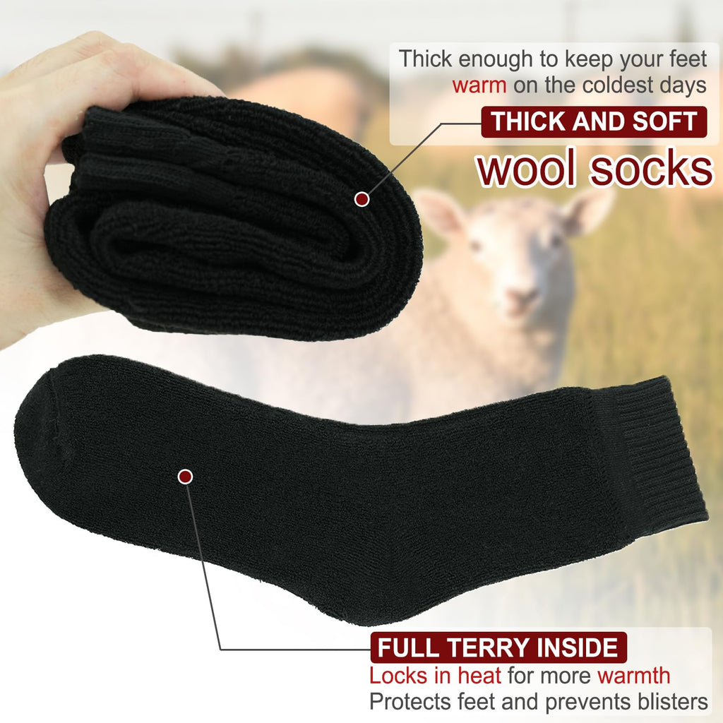 Wool Socks Mens Thick Warm Thermal Winter Boot Socks 5 Pairs
