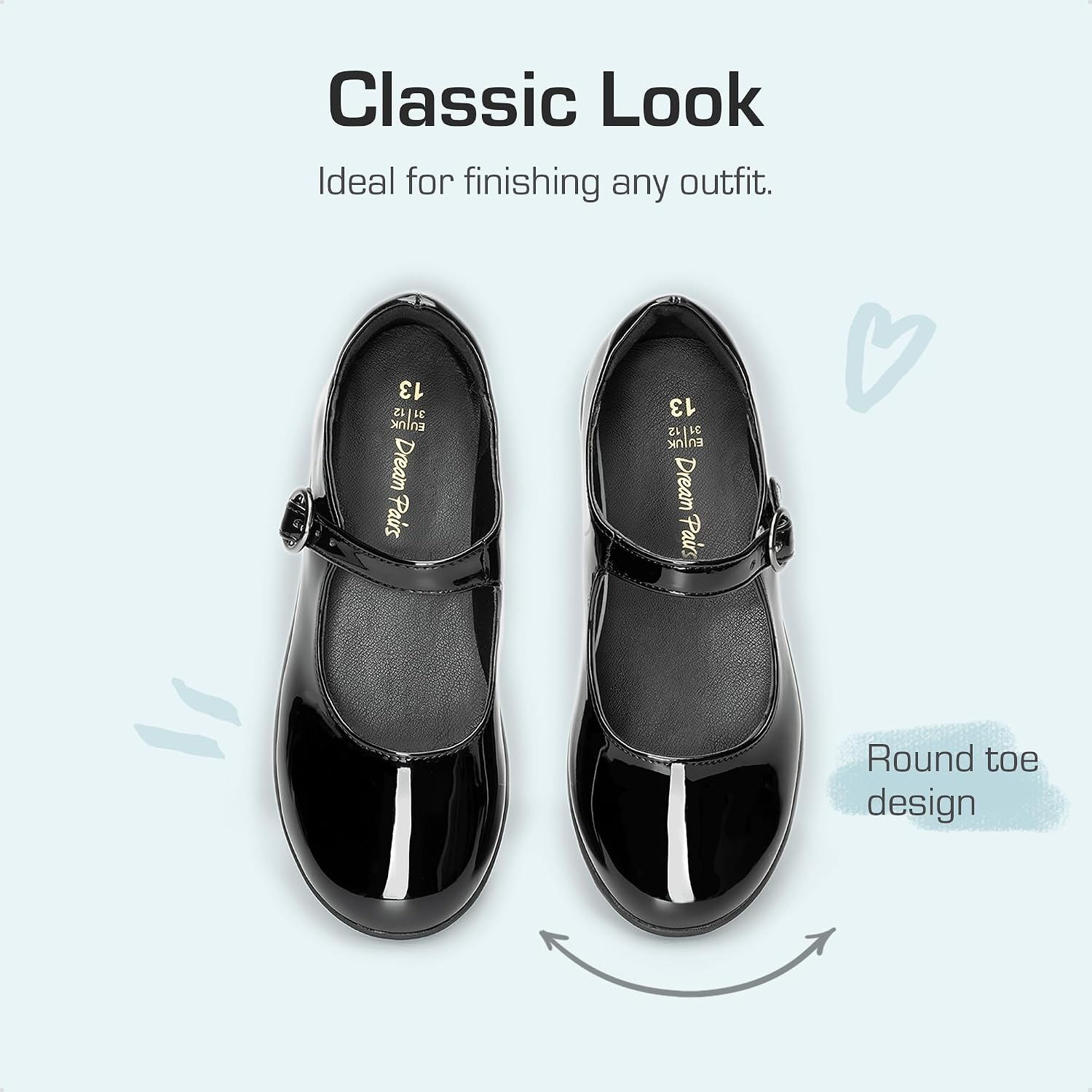 Girls Mary Jane School Uniform Shoes | Girl Buckle Dress Shoes Back-to-school Non-Slip Fatigue-free Flats with Roomy