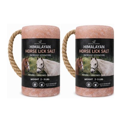 Himalayan Pink Salt Lick Block for Horses, Deer, Goats & Livestock – Natural Mineral Rock Salt on Rope, Supports