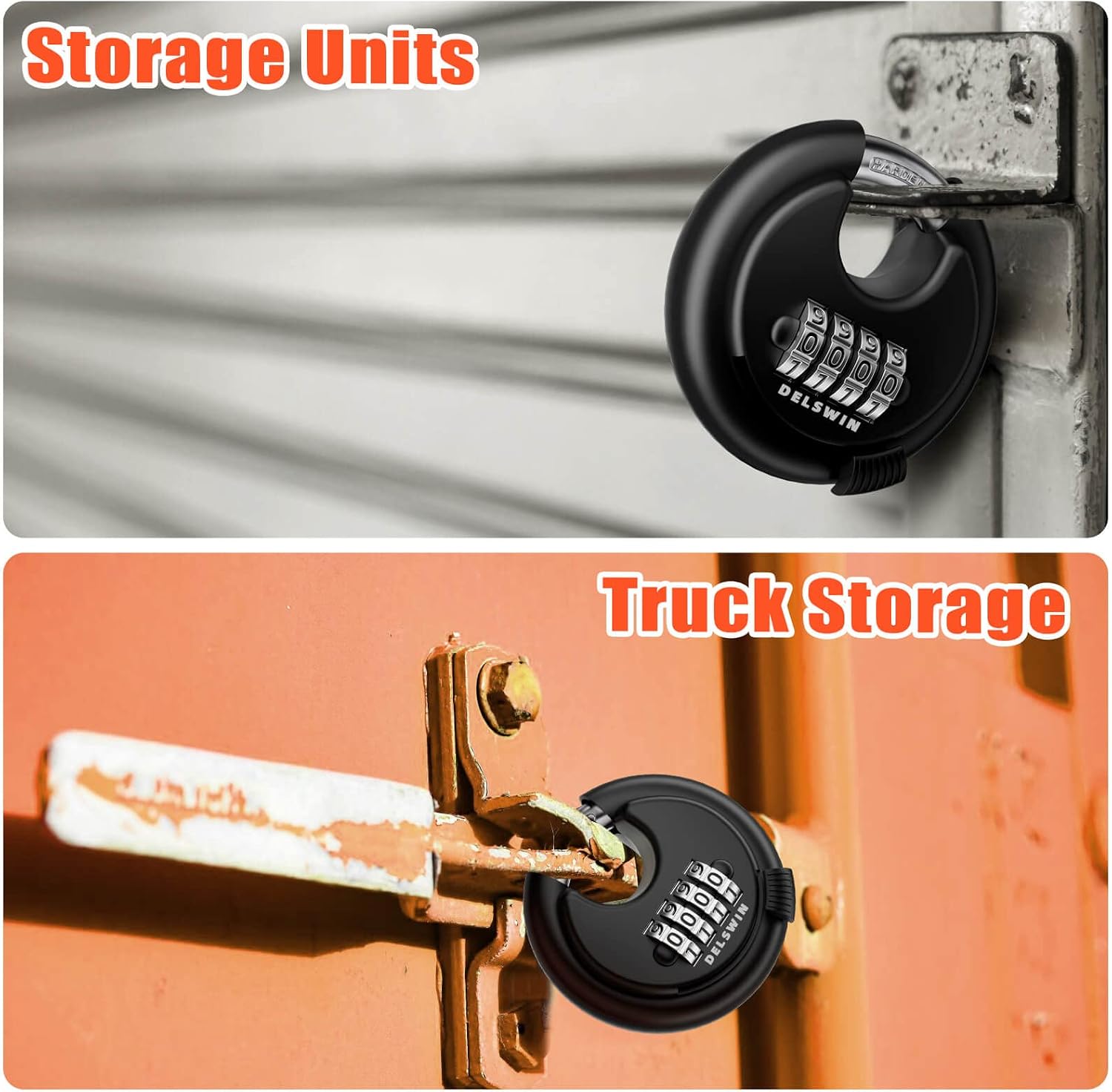 4-Digit Disc Combination Lock Outdoor - Heavy Duty Combination Padlocks with Hardened Steel Shackle Weatherproof