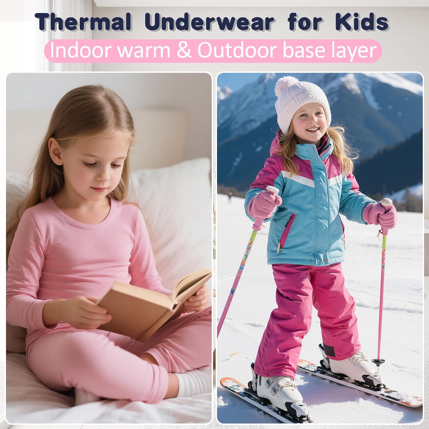 Thermal Underwear for Kids Toddler Winter Base Layer Long Johns Sets for Girls Boys