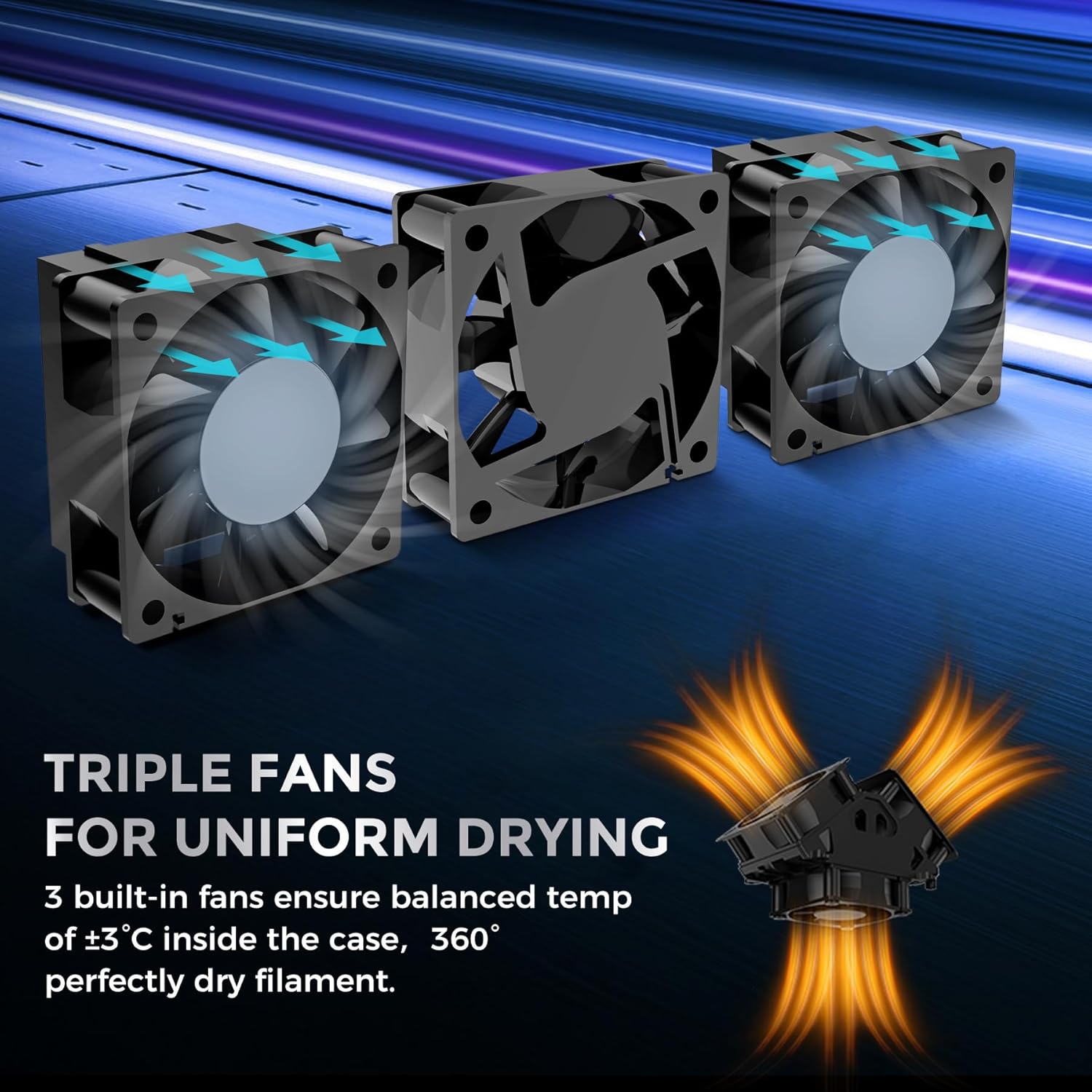 S4 3D Printer Filament Dryer Boxer, Black | 4-Spool Storage Box, Auto Humidity Control, 350W PTC Fast Heating, 70℃