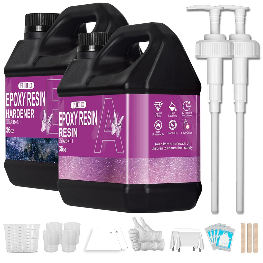 Epoxy Resin Kit 72OZ, Newly Formulated Crystal Clear Epoxy Resin | Strong, Bubble-Free, Anti-Yellowing Art Resin