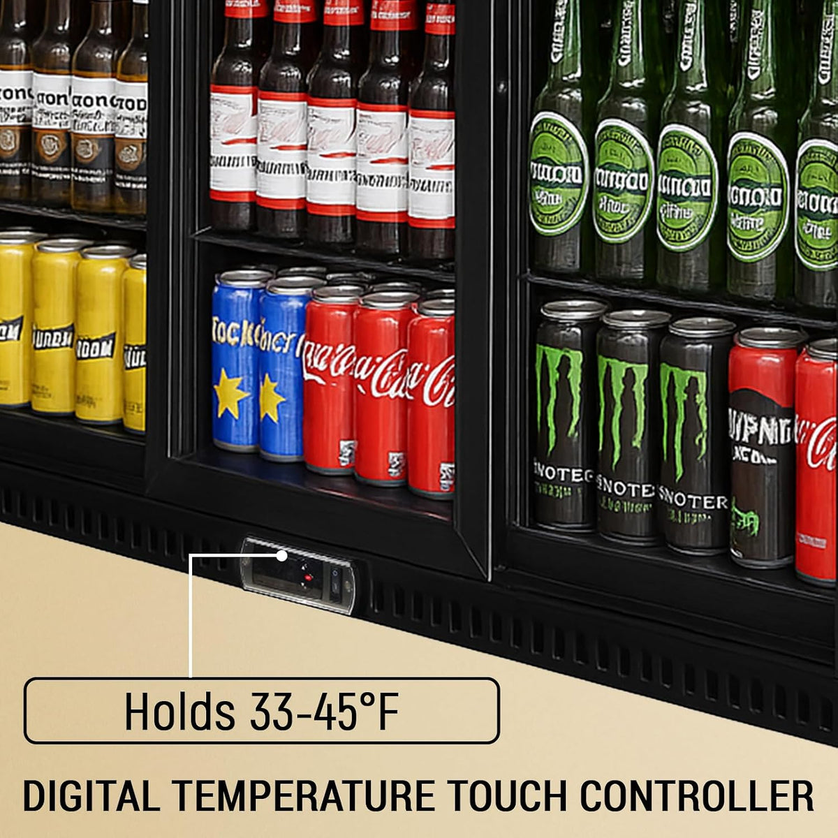 Commercial Beverage Refrigerator with 3 Sliding Glass Doors