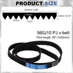 uxcell 560J10 PJ V-Ribbed Belt 10 Ribs 56" L x 0.92" W x 0.14" H, EPDM