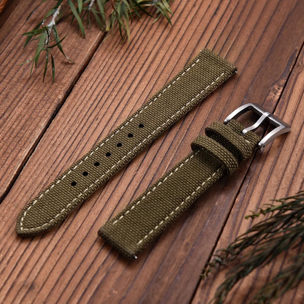 Premium Soft Hybrid (Leather and Sailcloth) Watch Bands for Men Women,18mm 20mm 22mm Multiple Sizes Quick Release