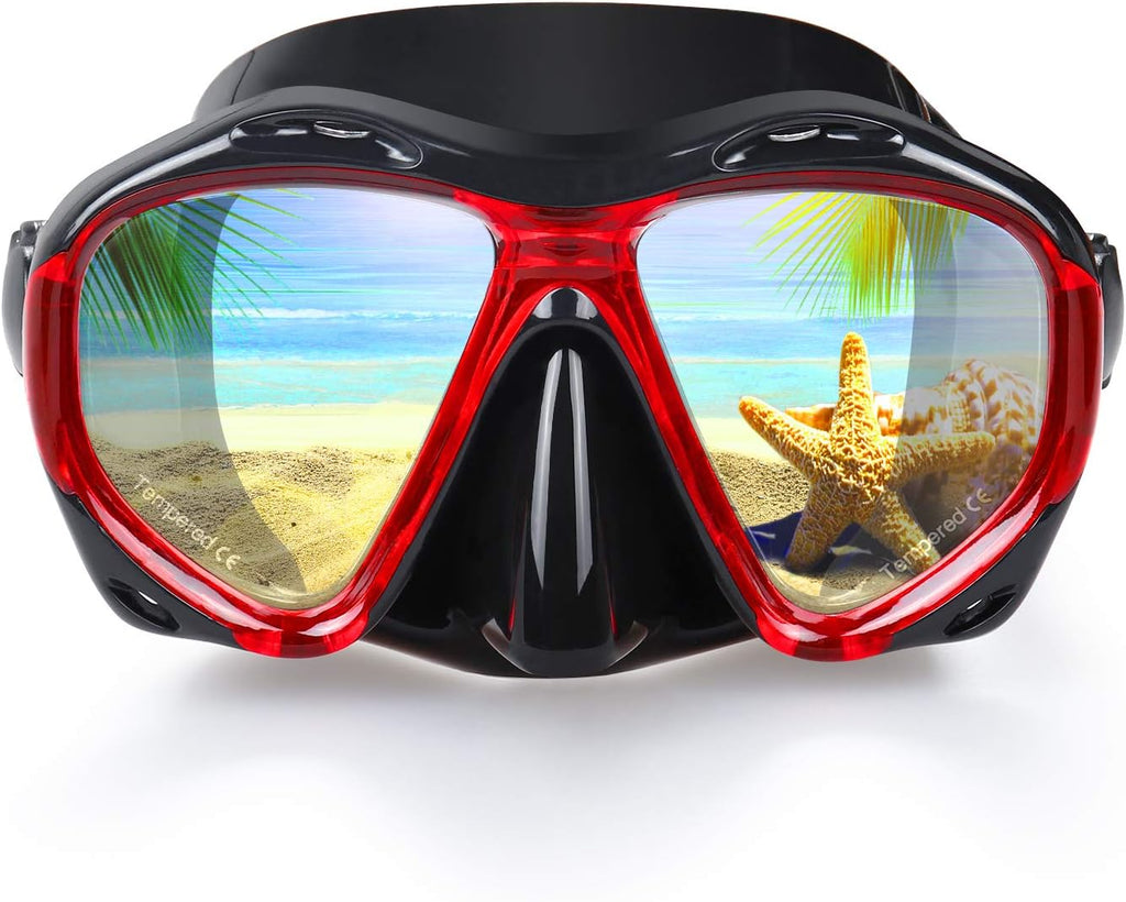 Snorkel Diving Mask Panoramic HD Swim Mask, Anti-Fog Scuba Diving Goggles,Tempered Glass Dive Mask Adult Youth Swim