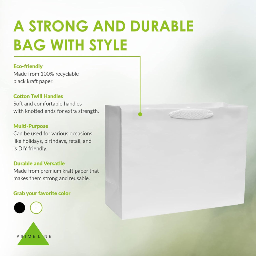 White Gift Bags with Handles, 16x6x12, 25 Pack