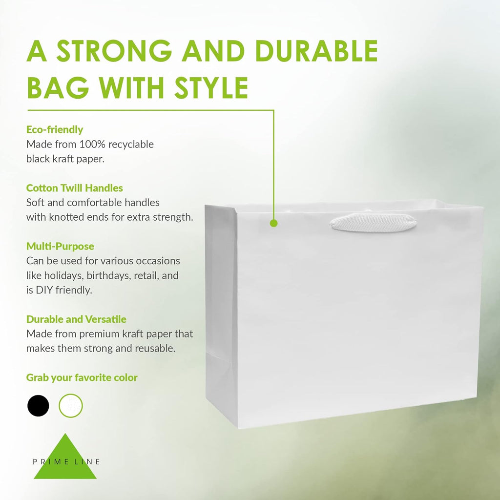 Large White Gift Bags with Handles, 16x6x12, 50 Pack