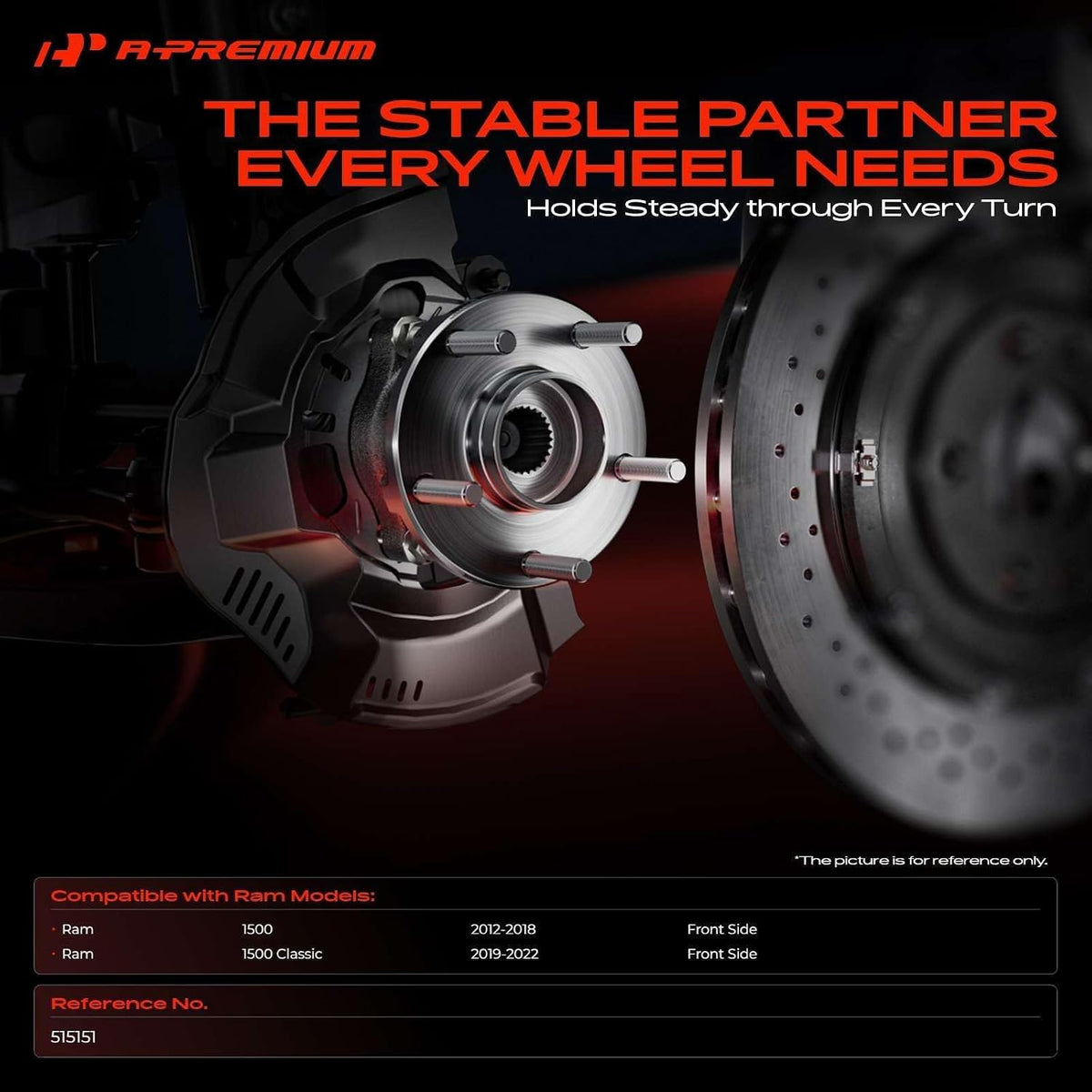 A-Premium Pair Front Wheel Bearing Hub Assembly for Ram 1500 2012-2018