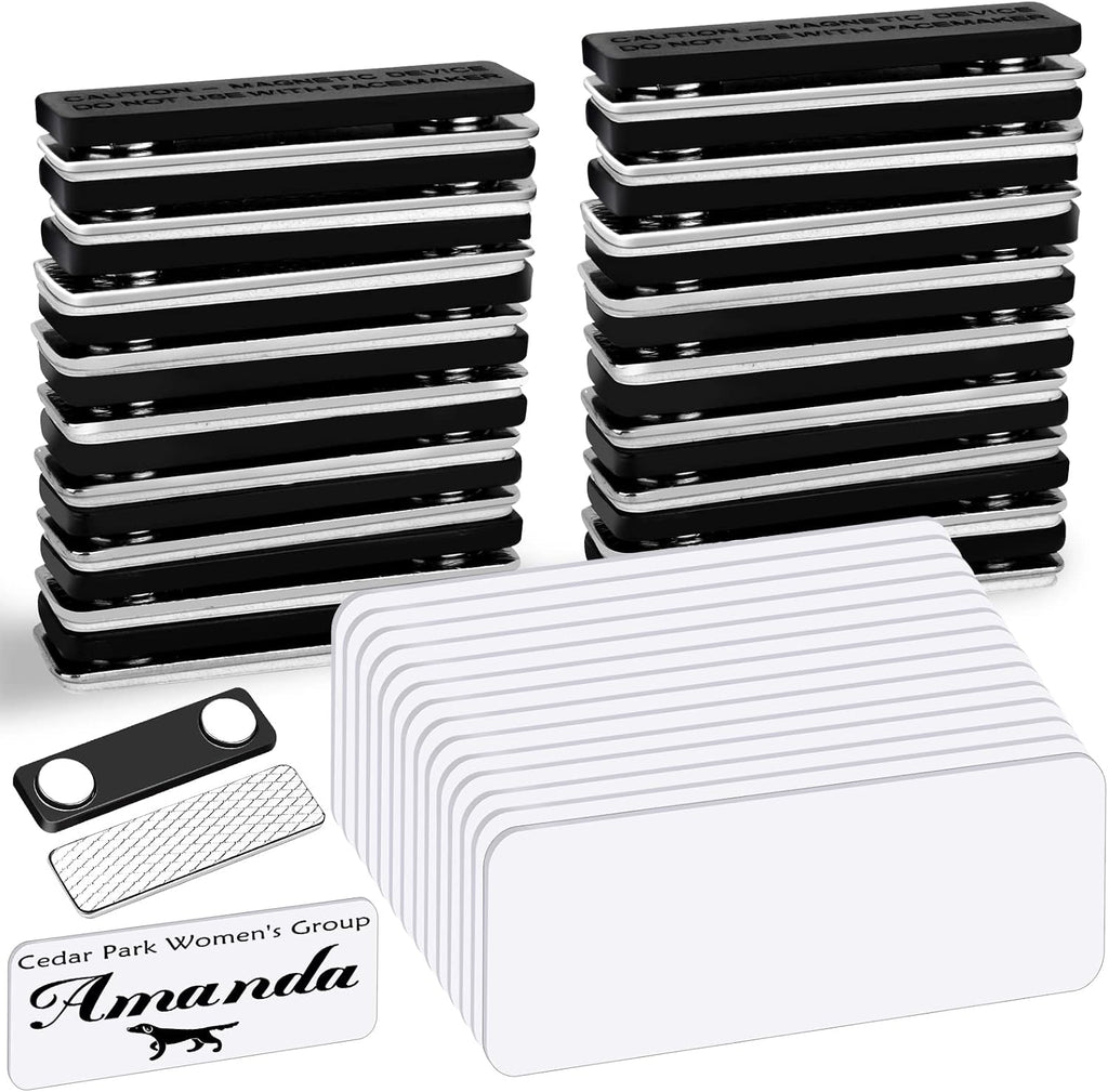 Magnetic Name Tags, 20-Pack Engravable Name Badge with Magnetic Backing, Reusable Name Tags(1" X 3")