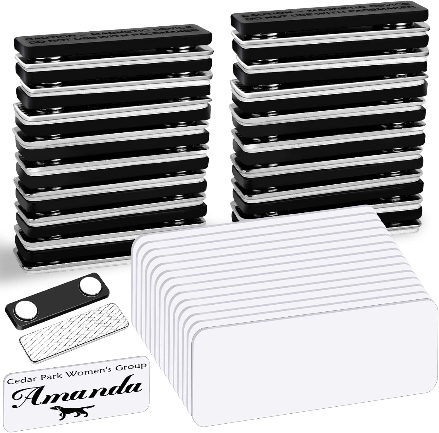 Magnetic Name Tags, 20-Pack Engravable Name Badge with Magnetic Backing, Reusable Name Tags(1" X 3")